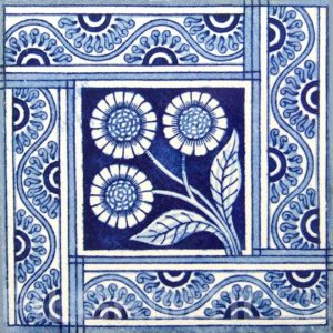 Aesthetic Movement tile  -  Blue Daisy