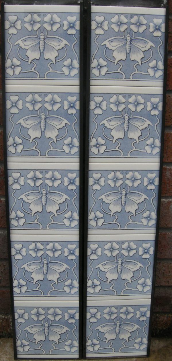 Art Nouveau Butterfly Fireplace 10 Tile Set - Image 2