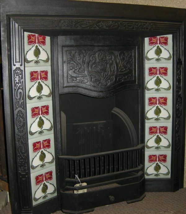 Art Nouveau Mackintosh Rose Style Fireplace 10 Tile Set ref 6