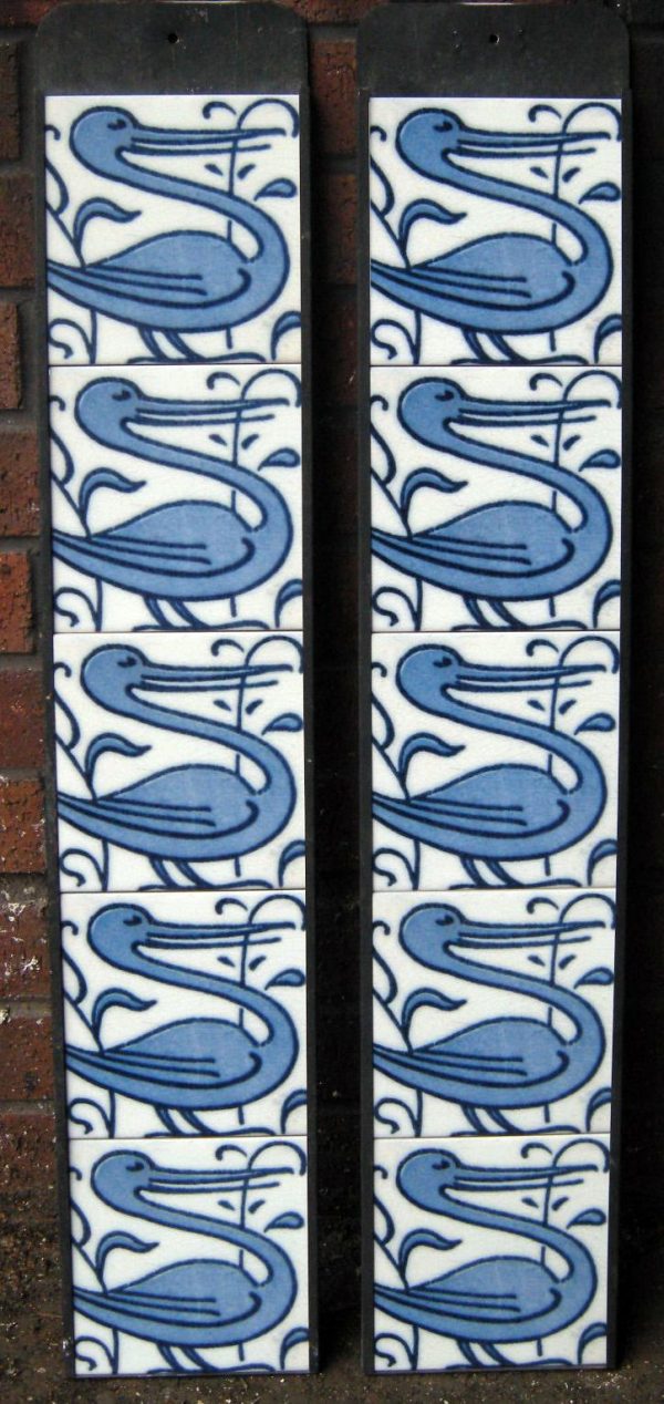 Arts and Crafts Stork Fireplace 10 Tile Set