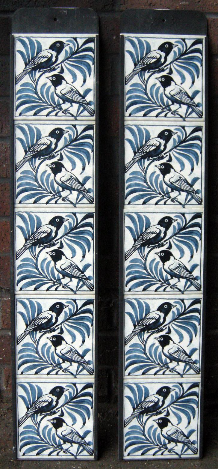 William de Morgan Fireplace Tiles set Weaver Bird.