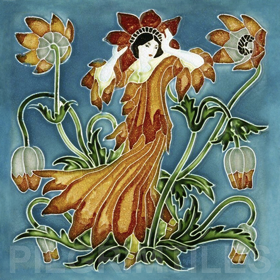 New Walter Crane Flora's Train ceramic or porcelain tiles Anemone