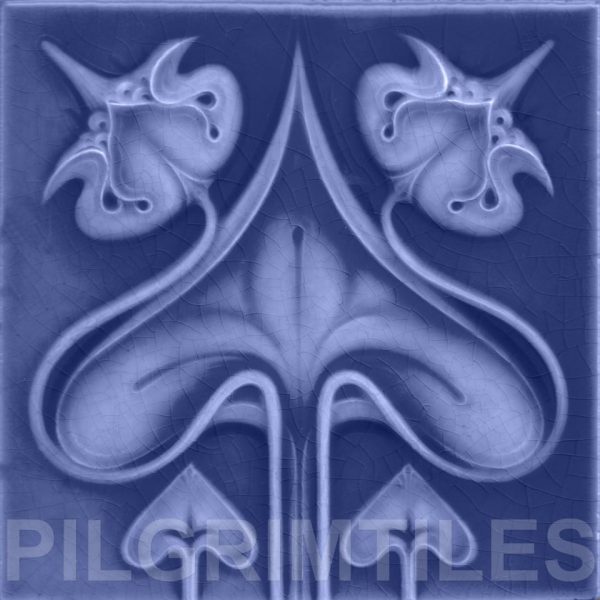 Art Nouveau ceramic or porcelain tiles ref 25 Blue
