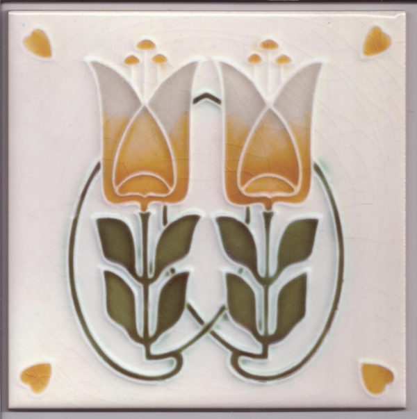 Art Nouveau Tulip ceramic or porcelain tiles ref 29