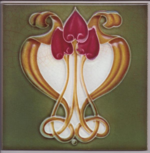 Art Nouveau ceramic or porcelain tiles ref 36 Green