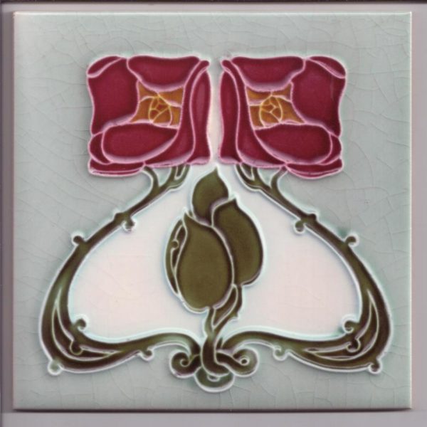 Art Nouveau Stylised Rose Design ceramic or porcelain tiles ref 6