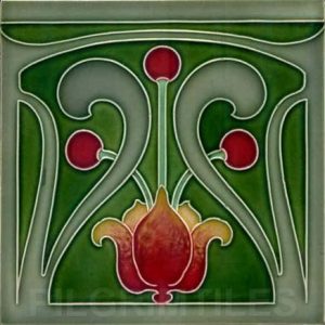 Very Stylised Art Nouveau / Arts & Crafts Tile ref 014