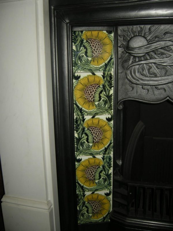 William de Morgan BBB Yellow Fireplace 10 tile set (6 inch) - Image 2