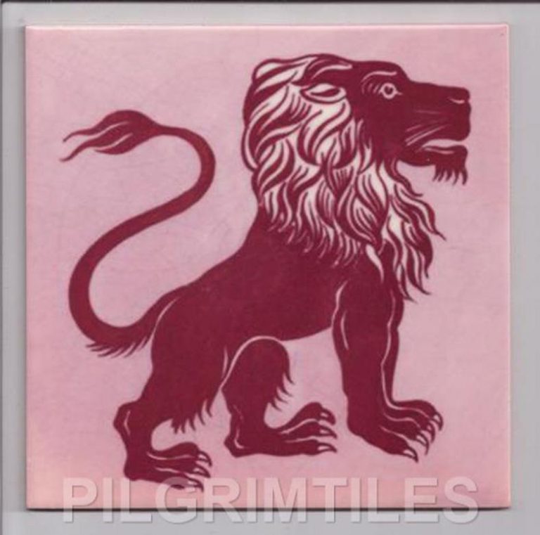 William de Morgan Design Lion Fireplace Tiles red