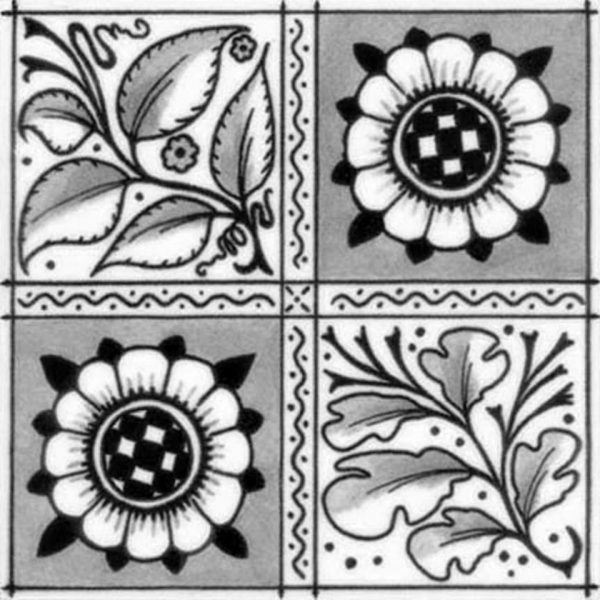 William Morris Longden Oak Leaf ceramic or porcelain tiles Grey