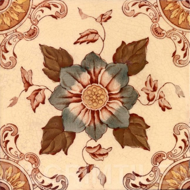 Victorian Floral Style Tile ref 6