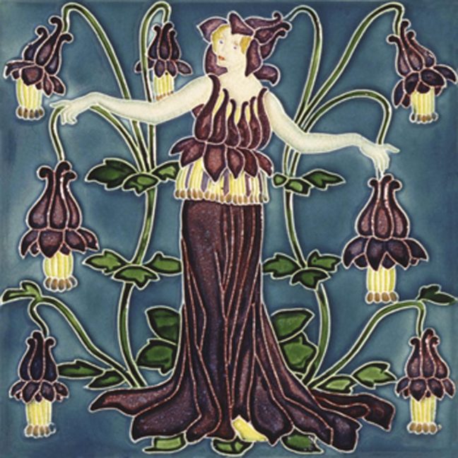 Walter Crane Flora's Train ceramic or porcelain tiles Columbine
