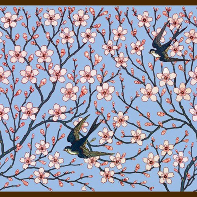 Walter Crane Birds light blue ceramic or porcelain tiles