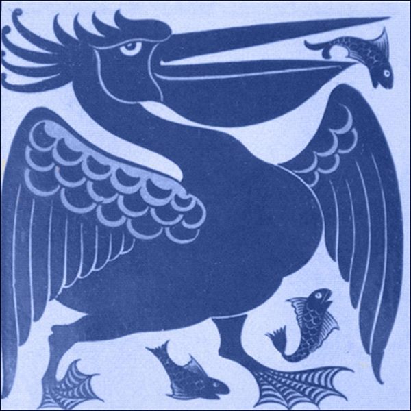 William De Morgan Pelican tiles blue