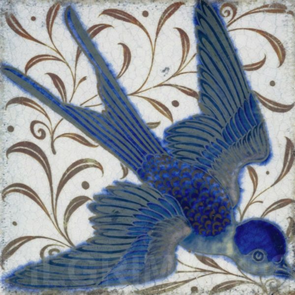 William de Morgan Swallow Fireplace 10 Tile Set (6 inch) - Image 2