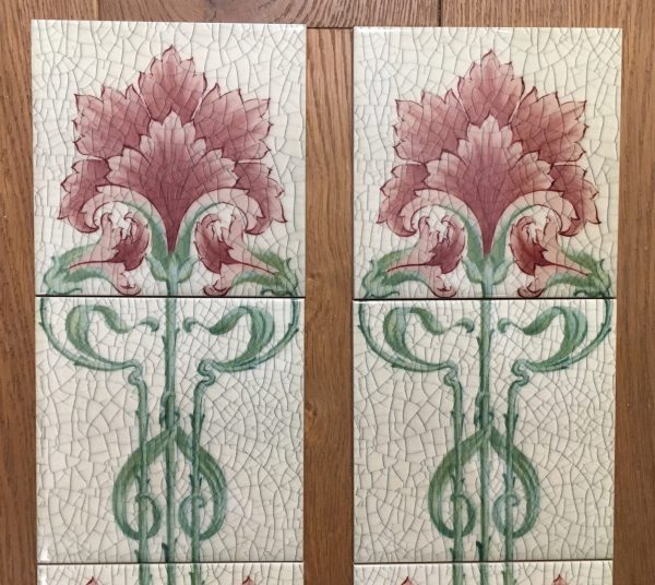 Art Nouveau Fireplace 10 Tile Set ref 142 - Image 3