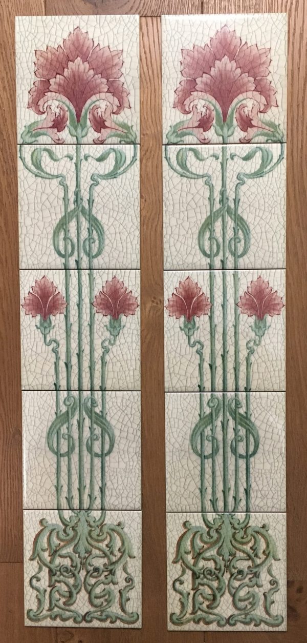 Art Nouveau Fireplace 10 Tile Set ref 142