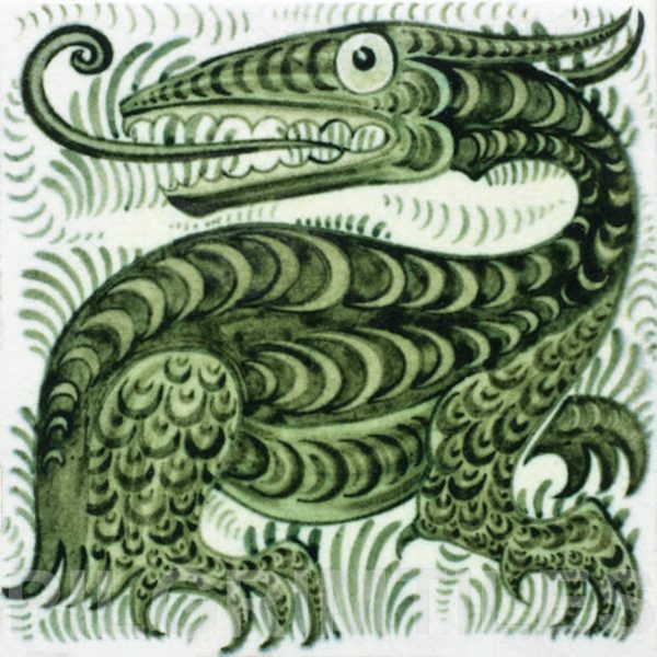 William De Morgan Long Tongued Beast Tile