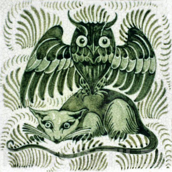William De Morgan Owl and Rat Tile