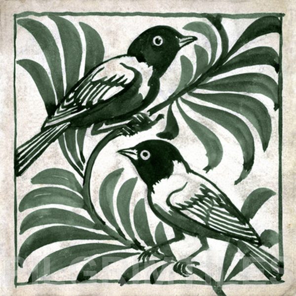 William De Morgan Weaver Birds Tile Green