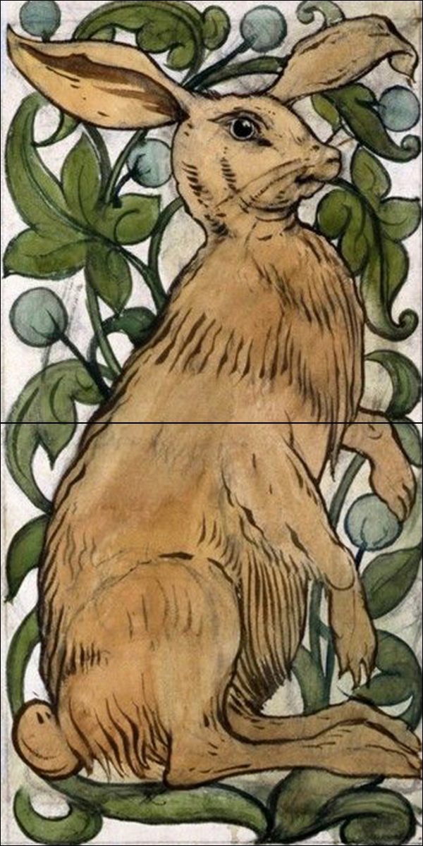 William de Morgan Hare Ceramic or Porcelain 2 Tile Panel
