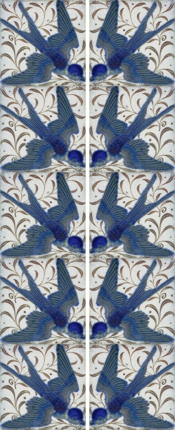 William de Morgan Swallow Fireplace 10 Tile Set (6 inch)