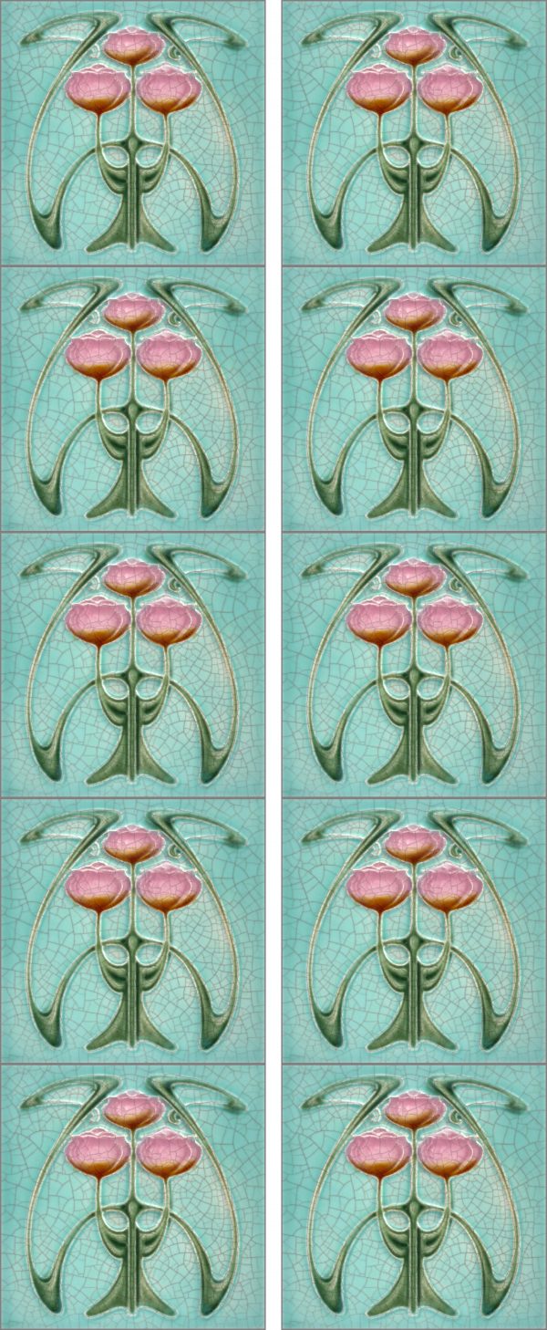 Art Nouveau Fireplace 10 Tile Set ref an 55