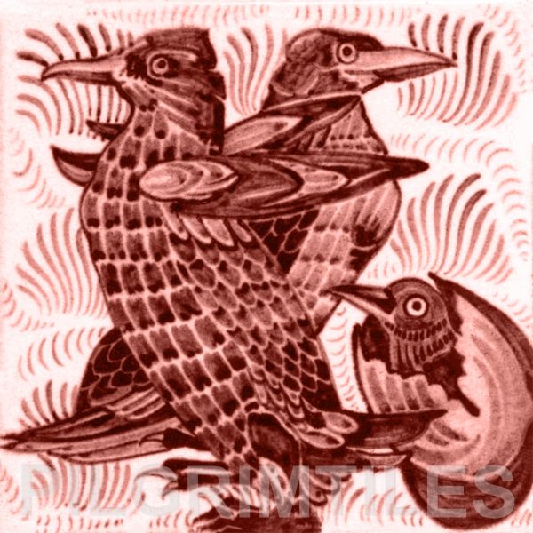 William De Morgan Penguins Tile Red