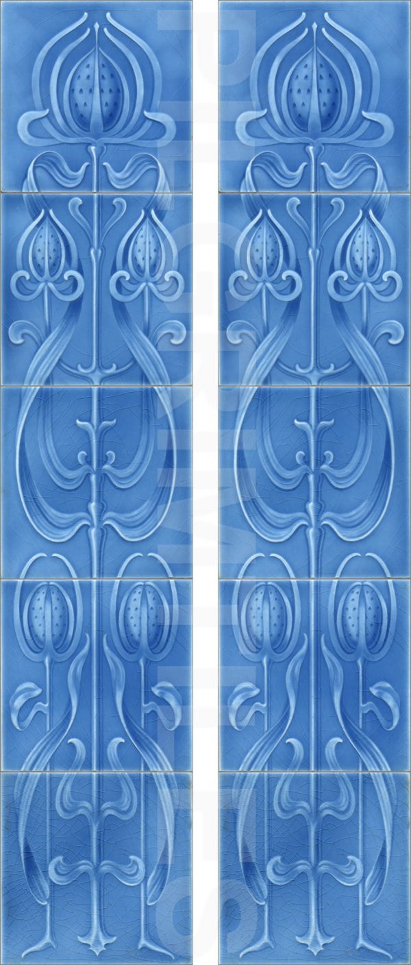 Art Nouveau Fireplace Tiles Set (10 tiles) ref 155