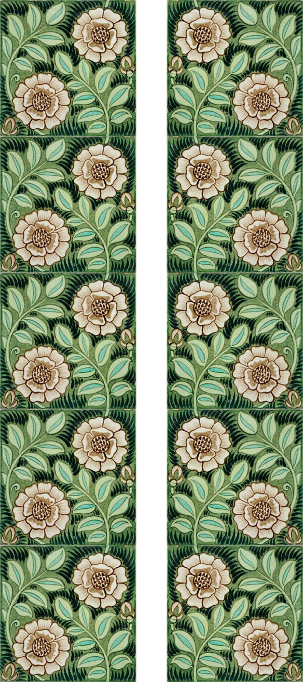 William de Morgan Flower 3 Fireplace Tile Set 10 tiles (6 inch)