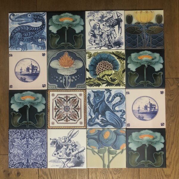 Mixed 16 Tile Mural Splashback-Kiln Fired Porcelain or Ceramic 60cm or 24" Square ref 11