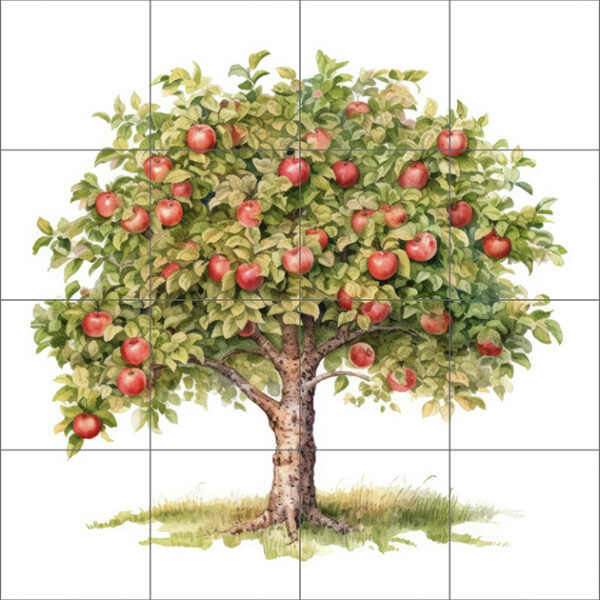 Apple Tree Ceramic or Porcelain 16 Tile Mural Splashback 60cm x 60cm 24" x 24"