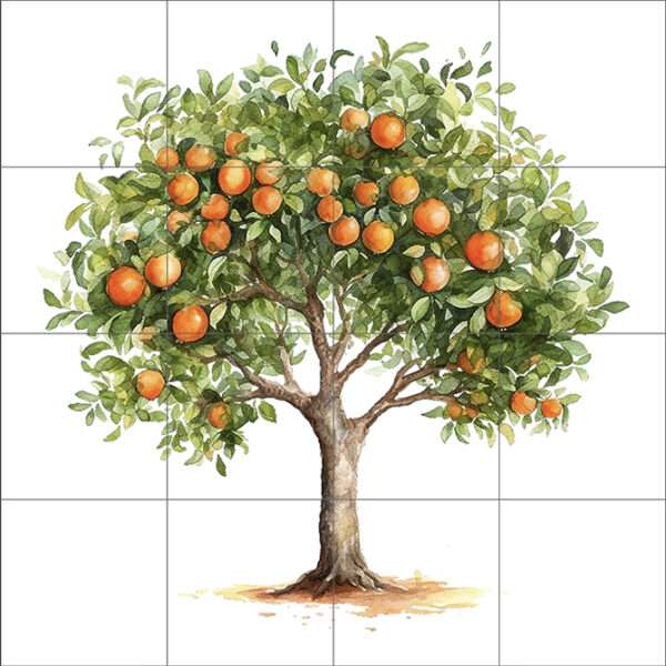 Orange Tree Ceramic or Porcelain 16 Tile Mural Splashback 60cm x 60cm 24" x 24"