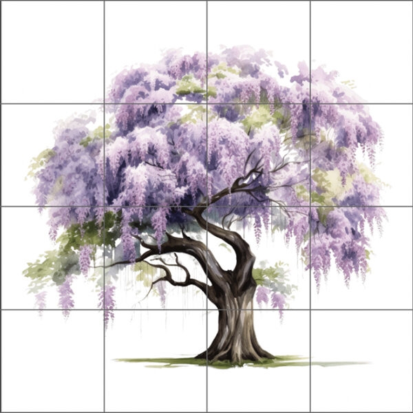 Wisteria Tree Ceramic or Porcelain 16 Tile Mural Splashback 60cm x 60cm 24" x 24"
