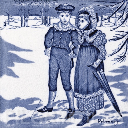 Wedgwood Victorian Calendar Tile January blue - Image 2