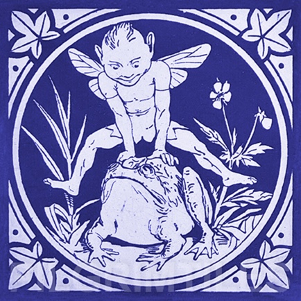 Minton Elfin Arts and Crafts Tile ref 10 blue