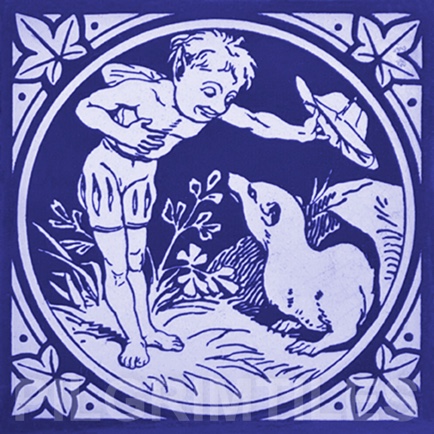Minton Elfin Arts and Crafts Tile ref 10 blue - Image 3
