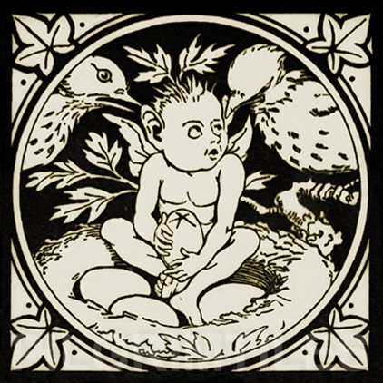 Minton Elfin Arts and Crafts Tile ref 12