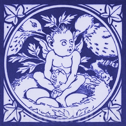 Minton Elfin Arts and Crafts Tile ref 10 blue - Image 2