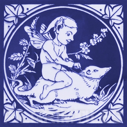 Minton Elfin Arts and Crafts Tile ref 10 blue - Image 11