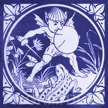 Minton Elfin Arts and Crafts Tile ref 10 blue - Image 9