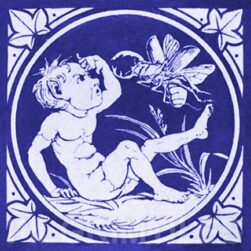 Minton Elfin Arts and Crafts Tile ref 8 blue