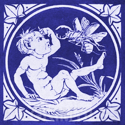Minton Elfin Arts and Crafts Tile ref 10 blue - Image 5