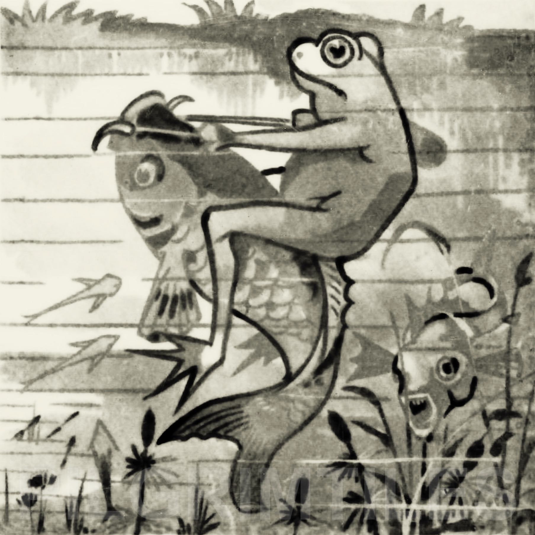 Copeland Frogs Arts and Crafts Fireplace Tile Set 10 tiles black (6 inch) - Image 9