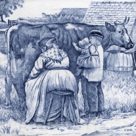 Minton Village Life Victorian Tile ref 12 blue - Image 11