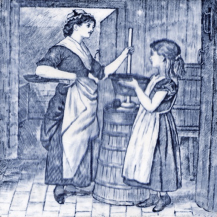 Minton Village Life Victorian Tile ref 12 blue - Image 7