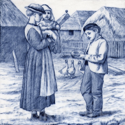 Minton Village Life Victorian Tile ref 12 blue - Image 10