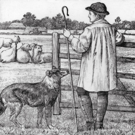 Minton Village Life Victorian Tile ref 1 black - Image 11