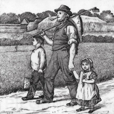 Minton Village Life Victorian Tile ref 1 black - Image 9