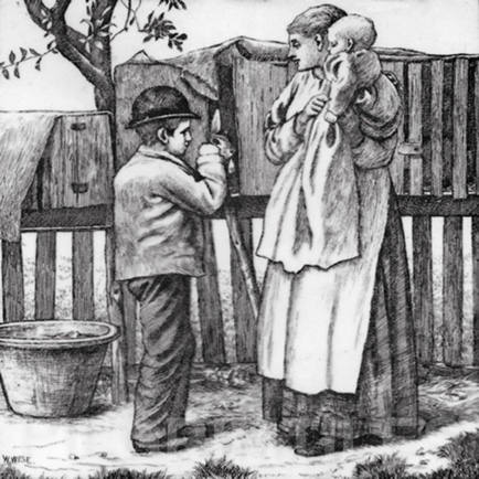 Minton Village Life Victorian Tile ref 1 black - Image 6